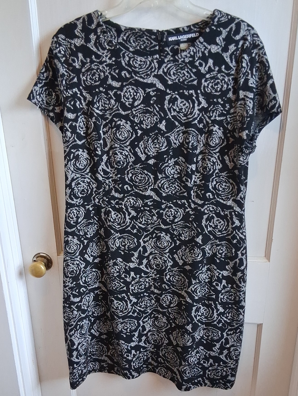 Karl Lagerfeld Black Dress with White Rose Motif